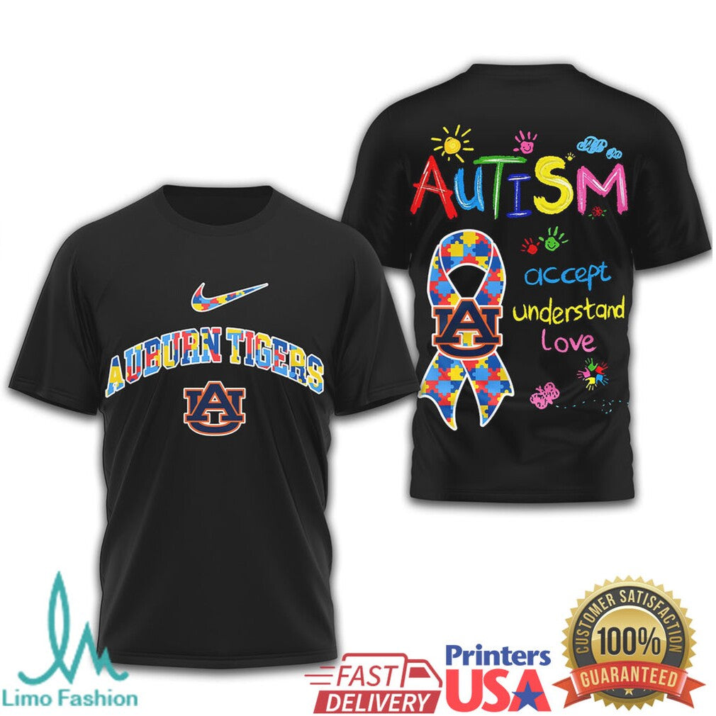 Auburn Tigers Autism Awareness Puzzle Ribbon T Shirt - Limotees LLC