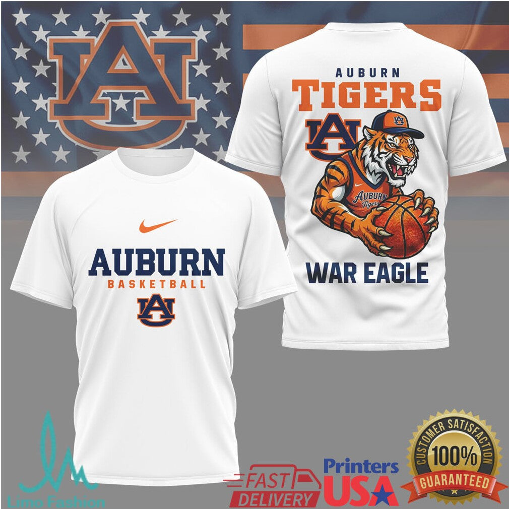 Auburn Tigers Basketball Shirt War Eagle Mascot Graphic Tee - Limotees LLC