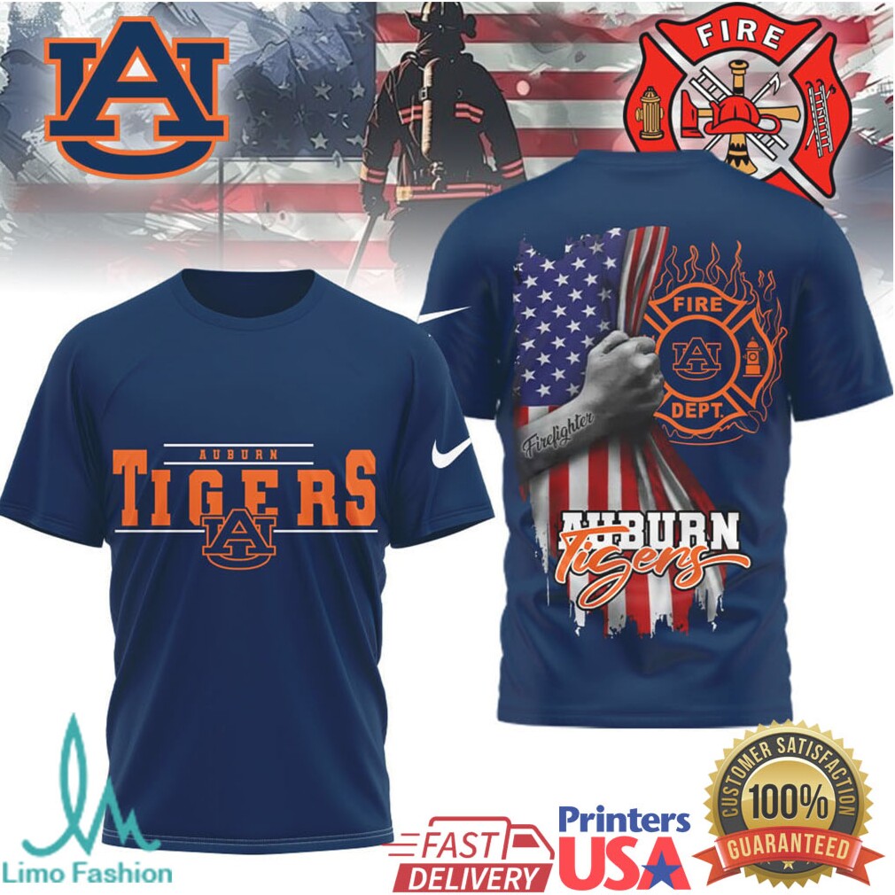Auburn Tigers Firefighter Appreciation American Flag Ripped T Shirt - Limotees LLC