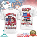 Auburn Tigers Snoopy & Charlie Brown Patriotic Football T Shirt - Limotees LLC