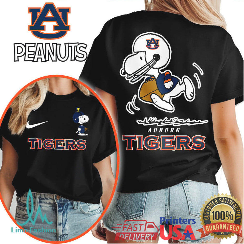 Auburn Tigers Snoopy Peanuts Football Fan Graphic T Shirt - Limotees LLC