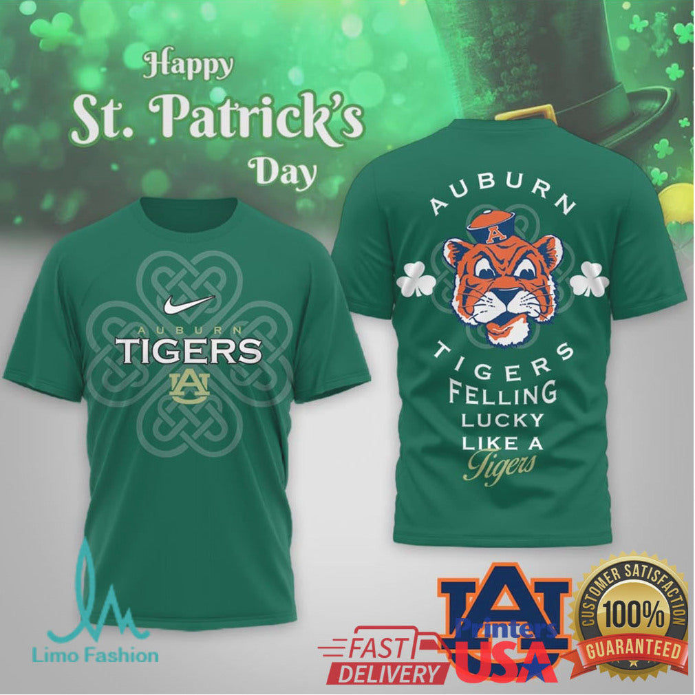 Auburn Tigers St. Patrick's Day Celtic Knot Mascot Graphic Tee - Limotees LLC