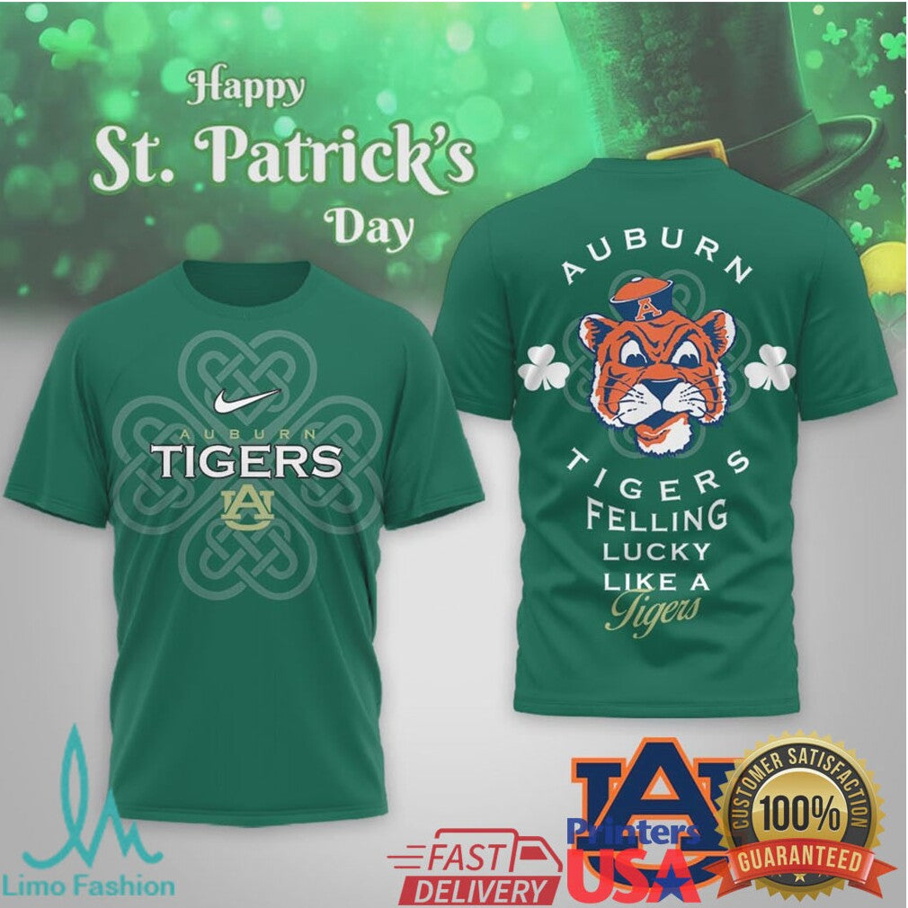 Auburn Tigers St. Patrick's Day Celtic Knot Mascot Graphic Tee - Limotees LLC