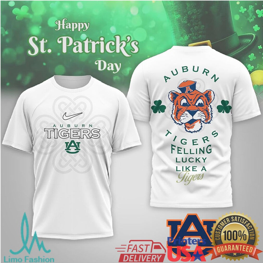 Auburn Tigers St. Patrick's Day Celtic Knot Mascot Graphic Tee - Limotees LLC