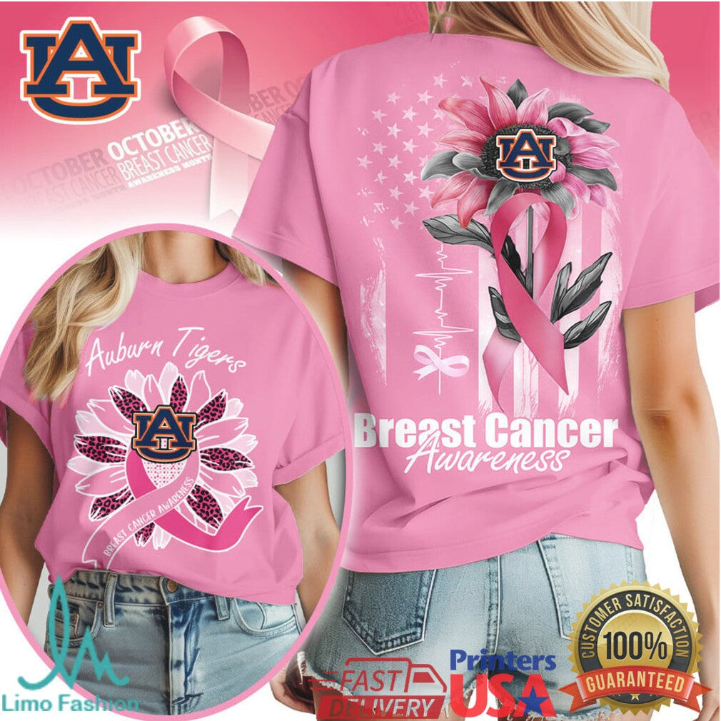 Auburn Tigers Sunflower Breast Cancer Awareness T Shirt - Limotees LLC