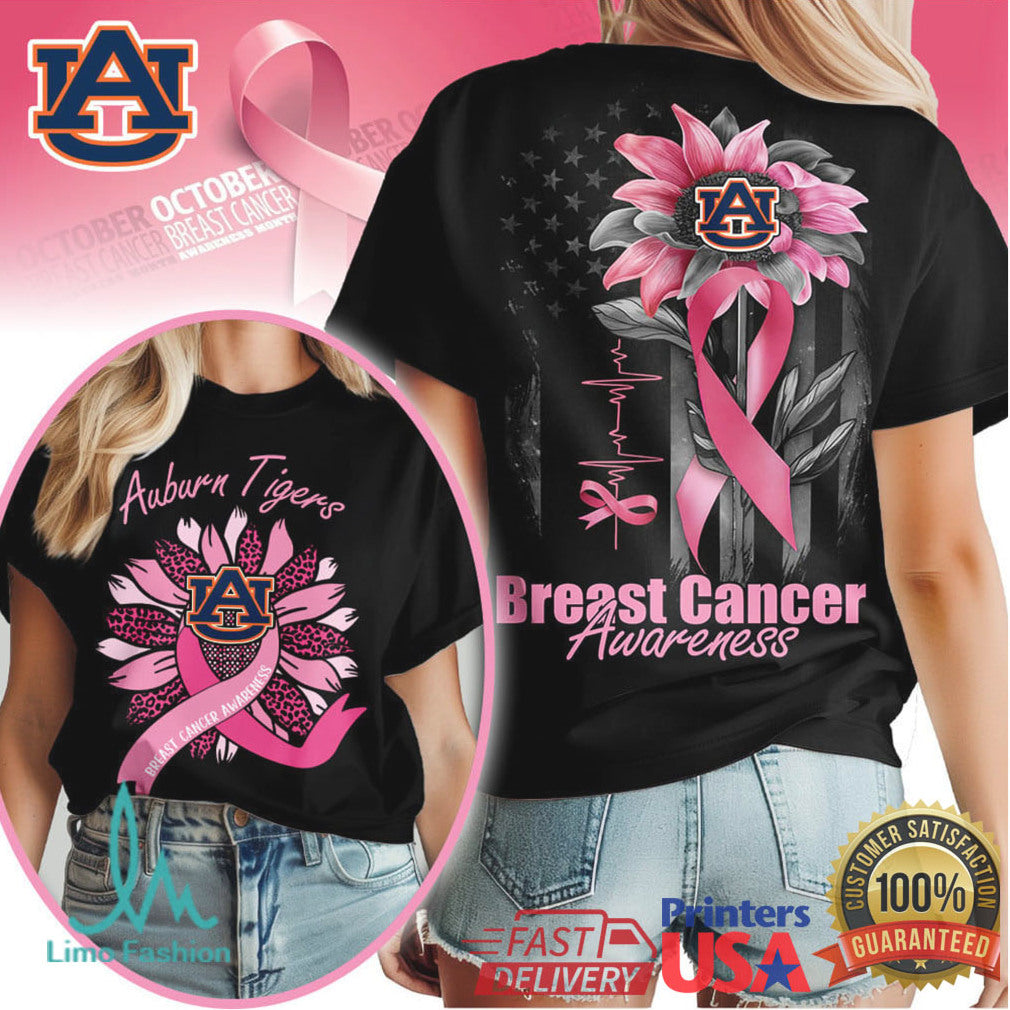 Auburn Tigers Sunflower Breast Cancer Awareness T Shirt - Limotees LLC