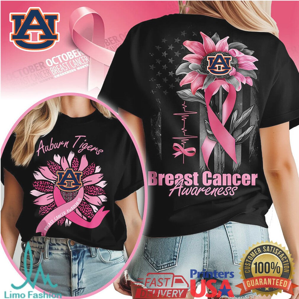 Auburn Tigers Sunflower Breast Cancer Awareness T Shirt - Limotees LLC