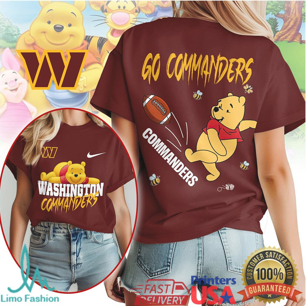 Washington Commanders Official NFL Winnie The Pooh Go Shirt - Limotees LLC