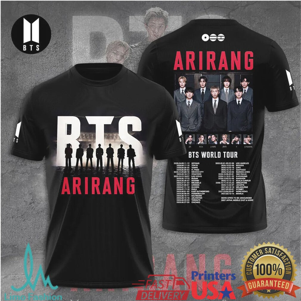 BTS Arirang World Tour Concert Silhouette Official K Pop Fan Merchandise T Shirt - Limotees LLC