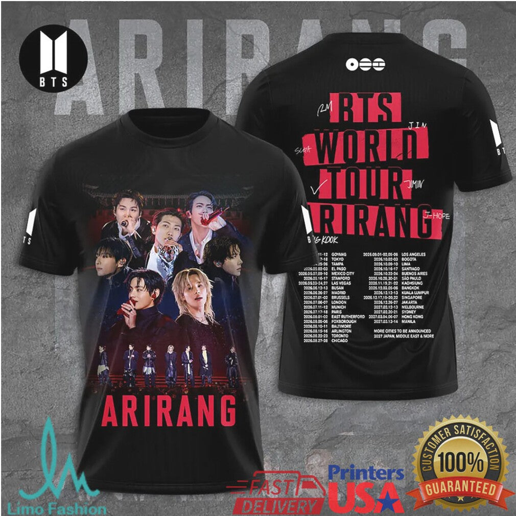 BTS Arirang World Tour Group Photo Signature Edition 3D Graphic Apparel T Shirt - Limotees LLC