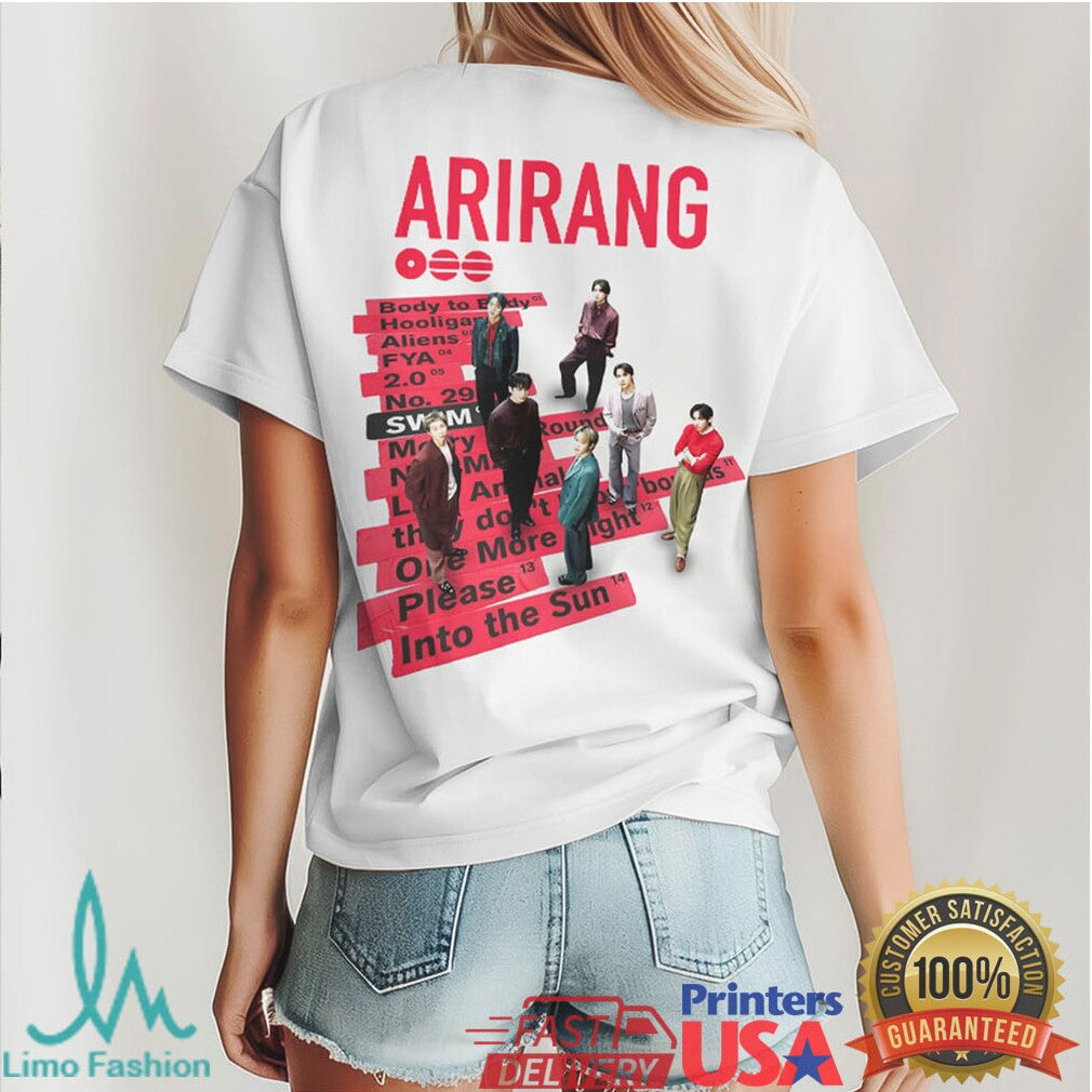 BTS World Tour Arirang K Pop Graphic T Shirt 2 Sided Design - Limotees LLC