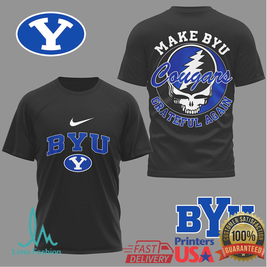 BYU Cougars “Make BYU Grateful Again” Retro Rock Inspired Sports T Shirt - Limotees LLC