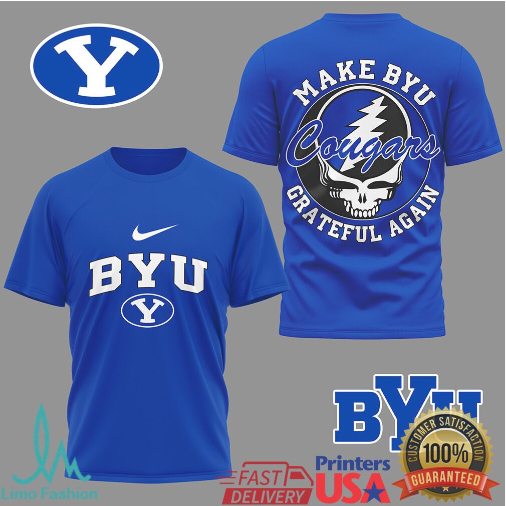 BYU Cougars “Make BYU Grateful Again” Retro Rock Inspired Sports T Shirt - Limotees LLC