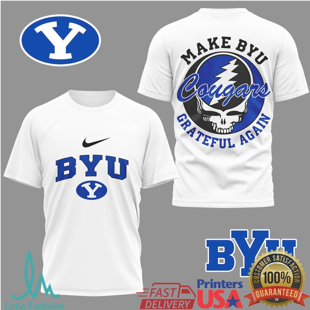 BYU Cougars “Make BYU Grateful Again” Retro Rock Inspired Sports T Shirt - Limotees LLC