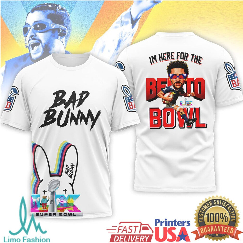 Bad Bunny Benito Bowl Super Bowl Lix Mascot Graphic Tshirt - Limotees LLC