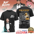 Bad Bunny Grammy Award Winner 2026 Black Tuxedo Graphic Tee - Limotees LLC