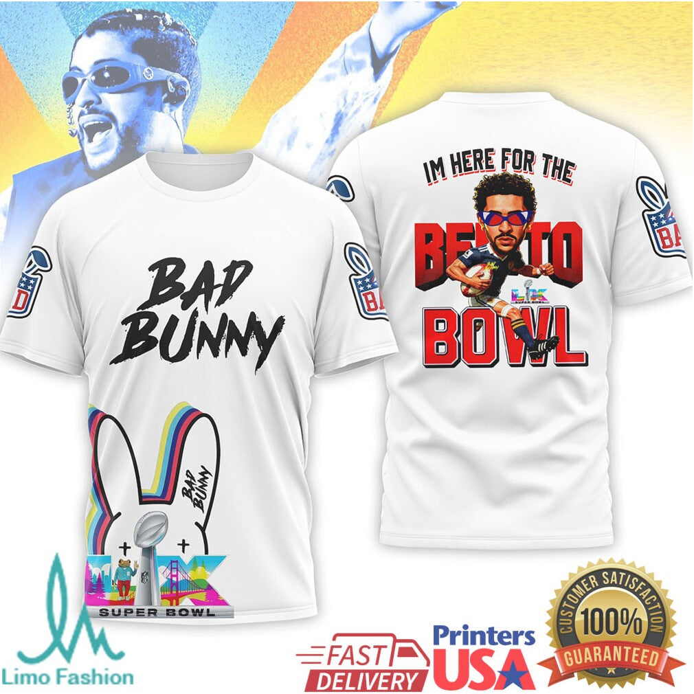 Bad Bunny Super Bowl LX “I'm Here For The Bento Bowl” Graphic Tee - Limotees LLC