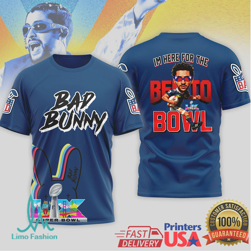 Bad Bunny Super Bowl LX “I'm Here For The Bento Bowl” Graphic Tee - Limotees LLC