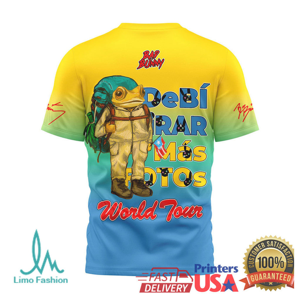Bad Bunny World Tour 2024 Gradient Frog Character Concert T Shirt - Limotees LLC
