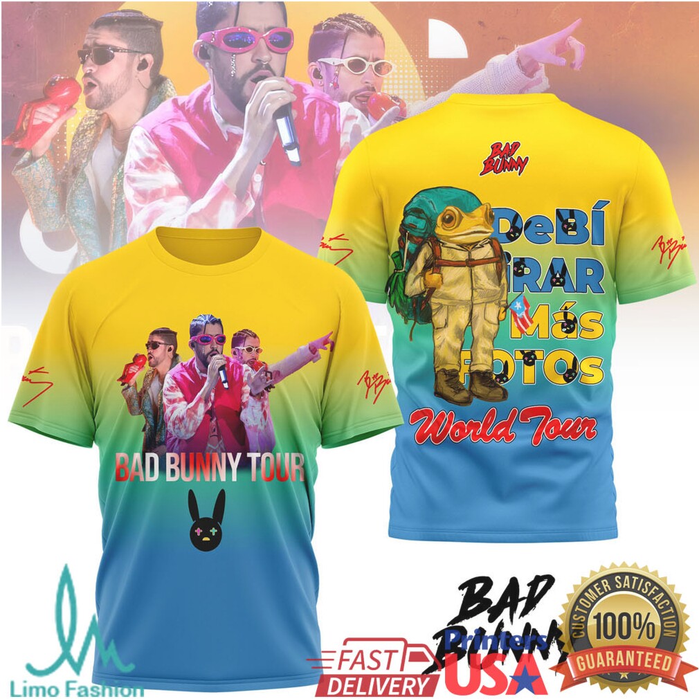 Bad Bunny World Tour 2024 Gradient Frog Character Concert T Shirt - Limotees LLC