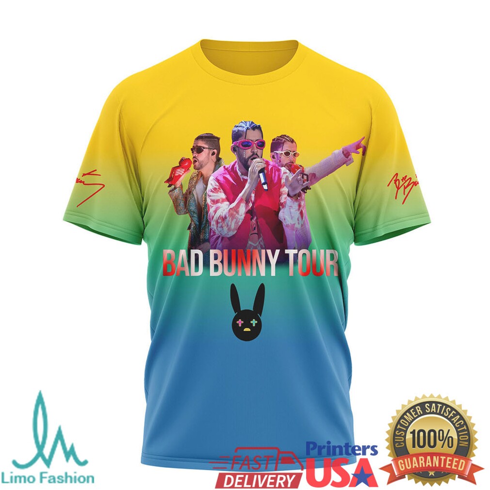 Bad Bunny World Tour 2024 Gradient Frog Character Concert T Shirt - Limotees LLC
