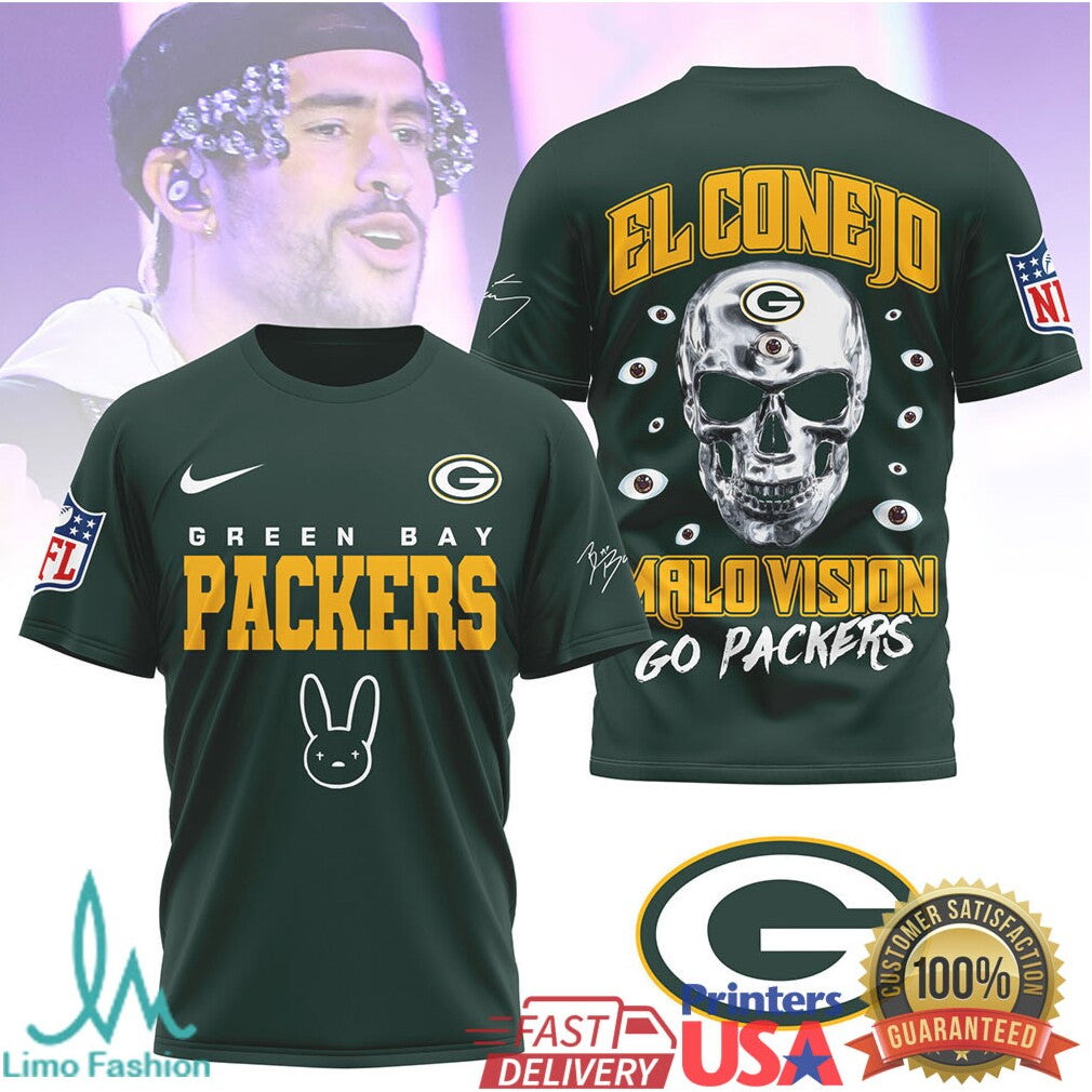 Bad Bunny x Green Bay Packers El Conejo Malo Vision T Shirt - Limotees LLC