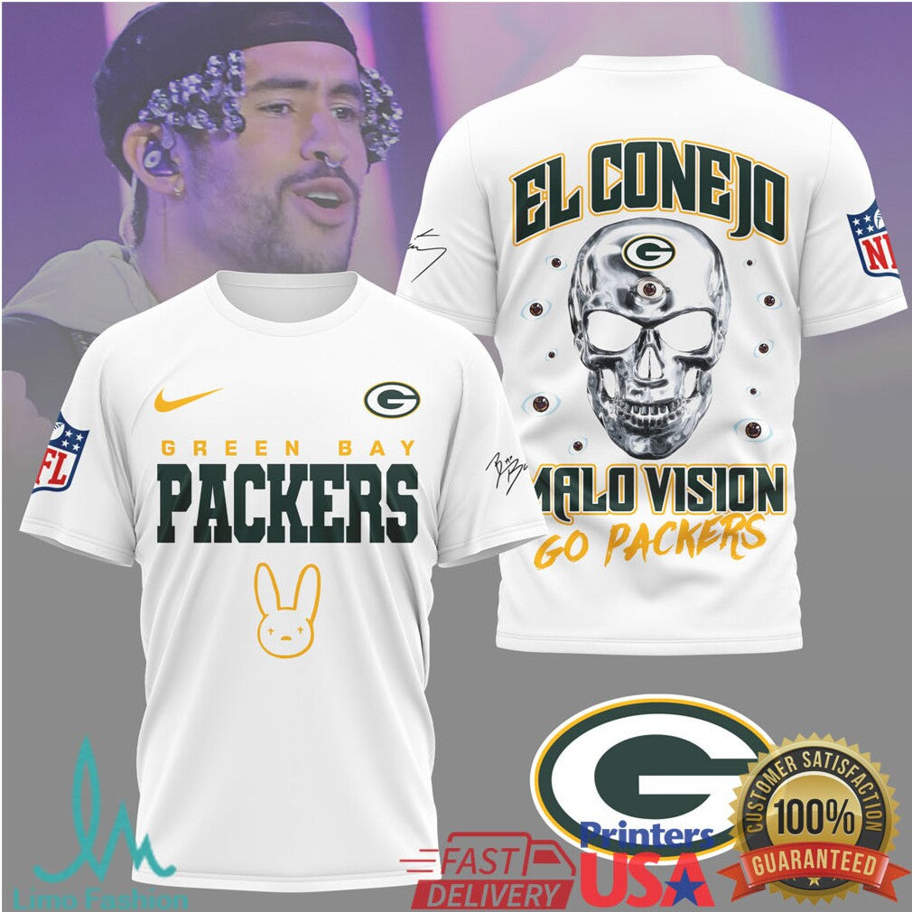 Bad Bunny x Green Bay Packers El Conejo Malo Vision T Shirt - Limotees LLC