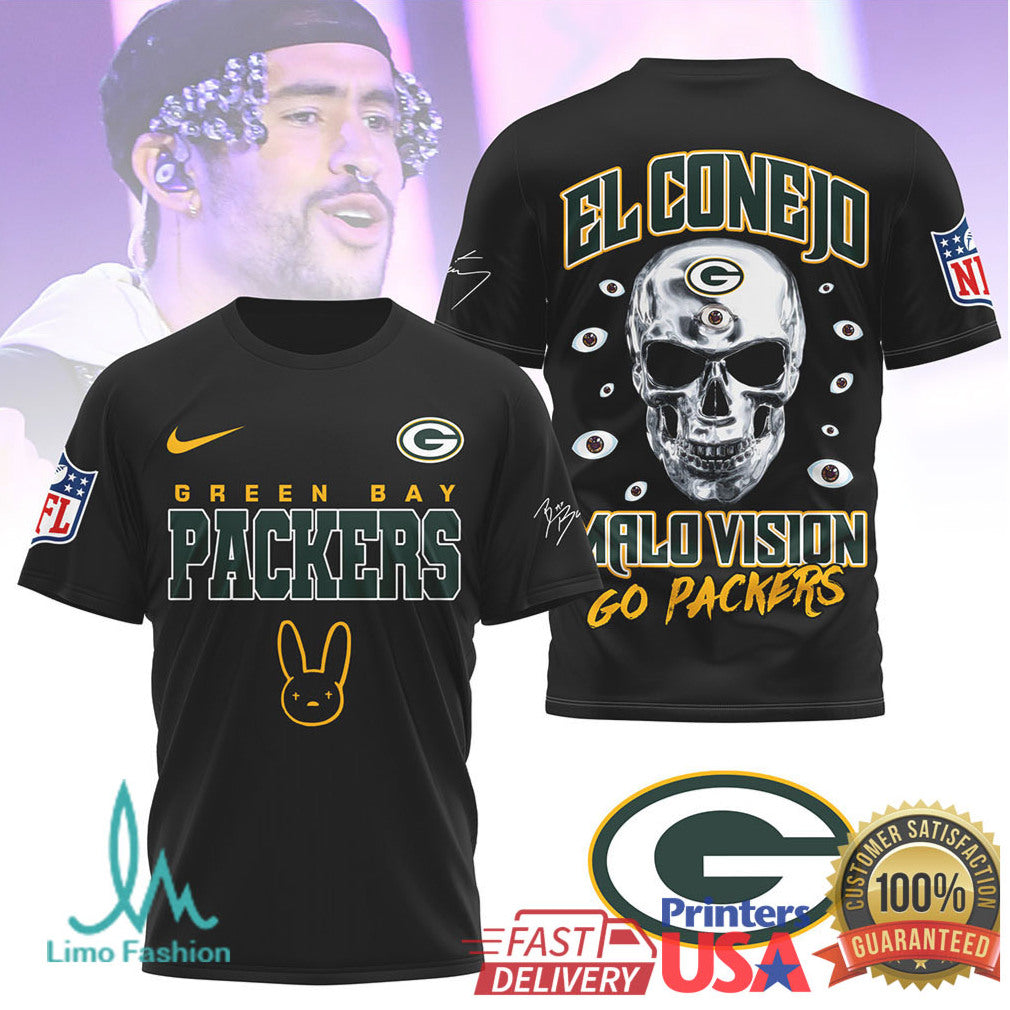 Bad Bunny x Green Bay Packers El Conejo Malo Vision T Shirt - Limotees LLC