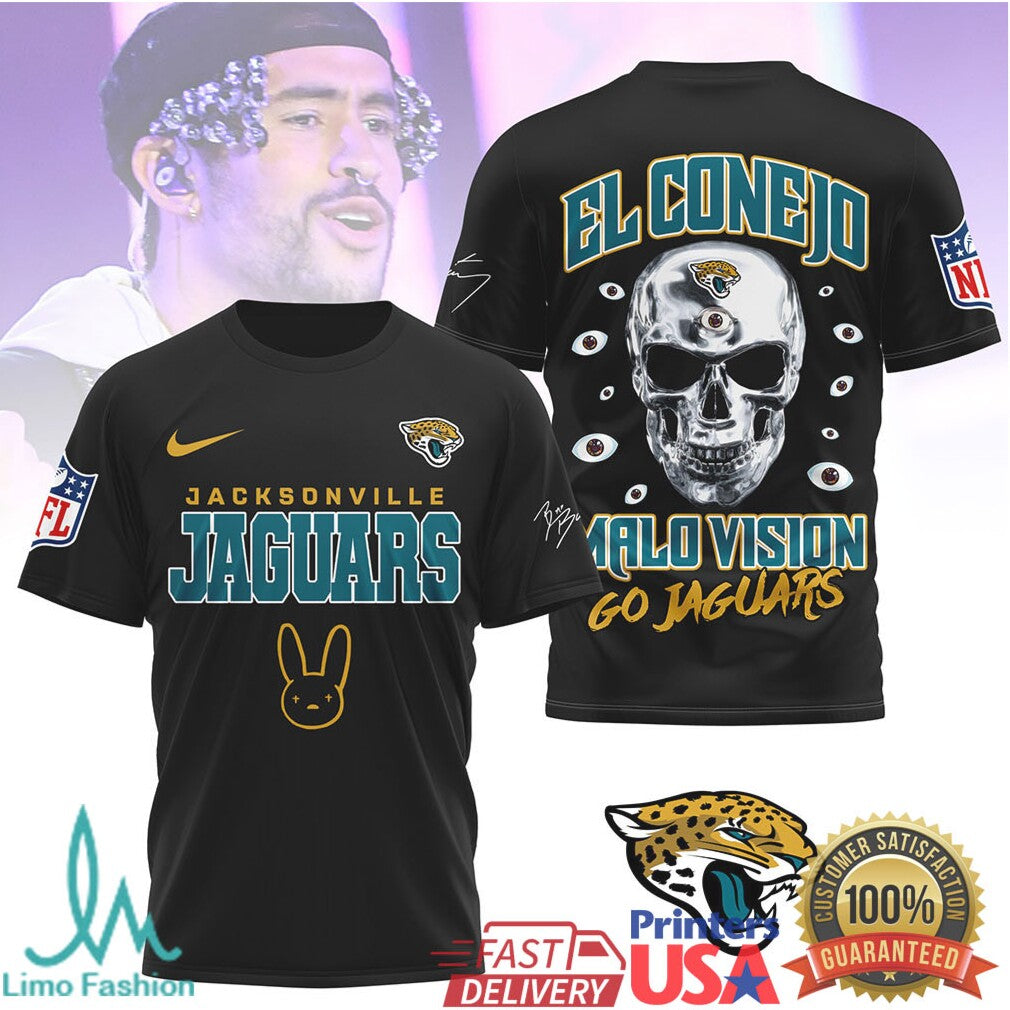 Bad Bunny x Jacksonville Jaguars El Conejo Malo Vision T Shirt - Limotees LLC