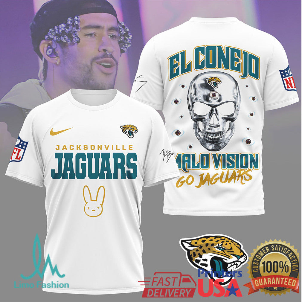 Bad Bunny x Jacksonville Jaguars El Conejo Malo Vision T Shirt - Limotees LLC