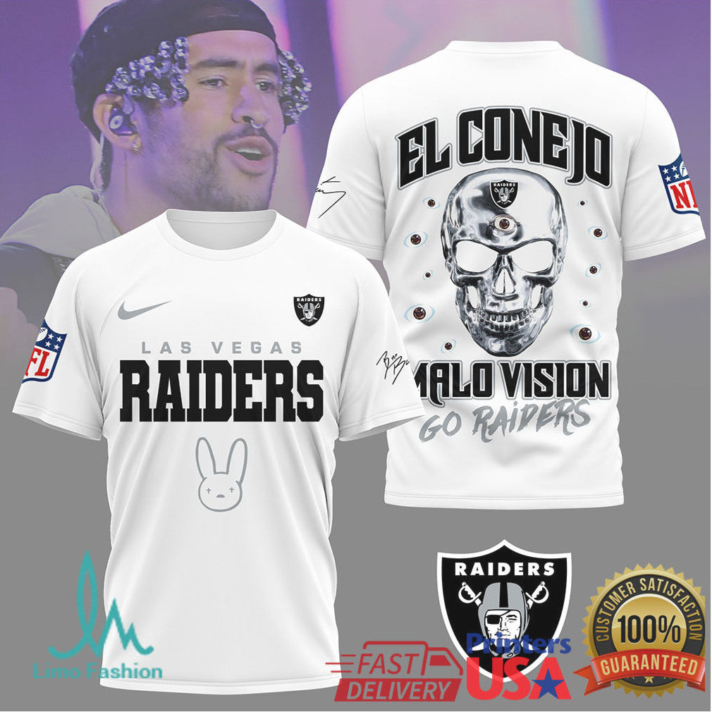 Bad Bunny x Las Vegas Raiders El Conejo Malo Vision T Shirt - Limotees LLC