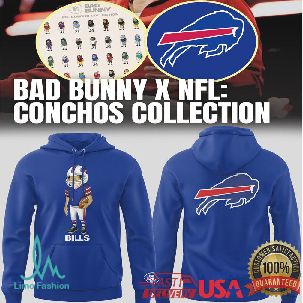 Bad Bunny x NFL Conchos Collection Buffalo Bills Character Tee - Limotees LLC
