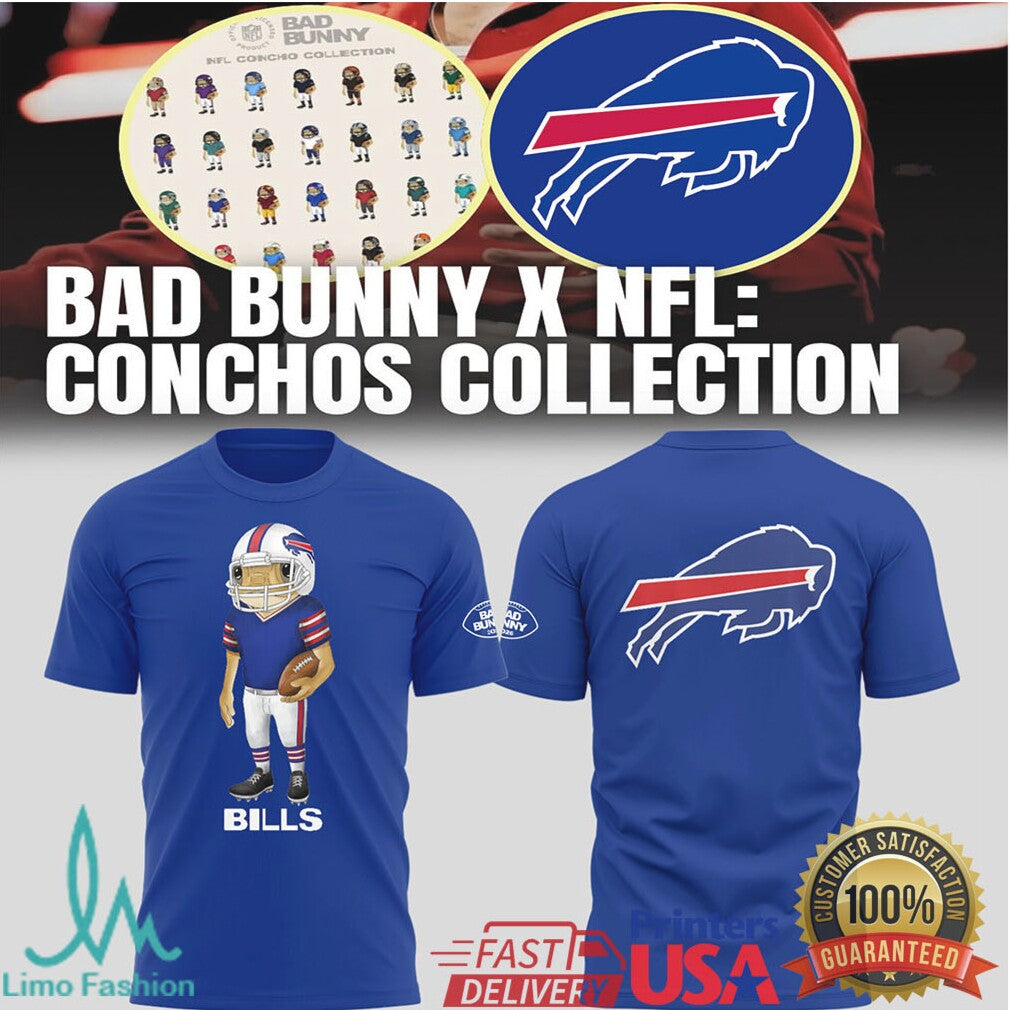 Bad Bunny x NFL Conchos Collection Buffalo Bills Character Tee - Limotees LLC