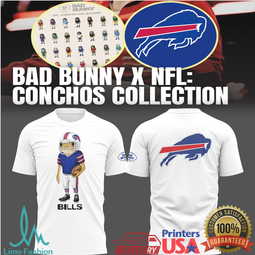 Bad Bunny x NFL Conchos Collection Buffalo Bills Character Tee - Limotees LLC