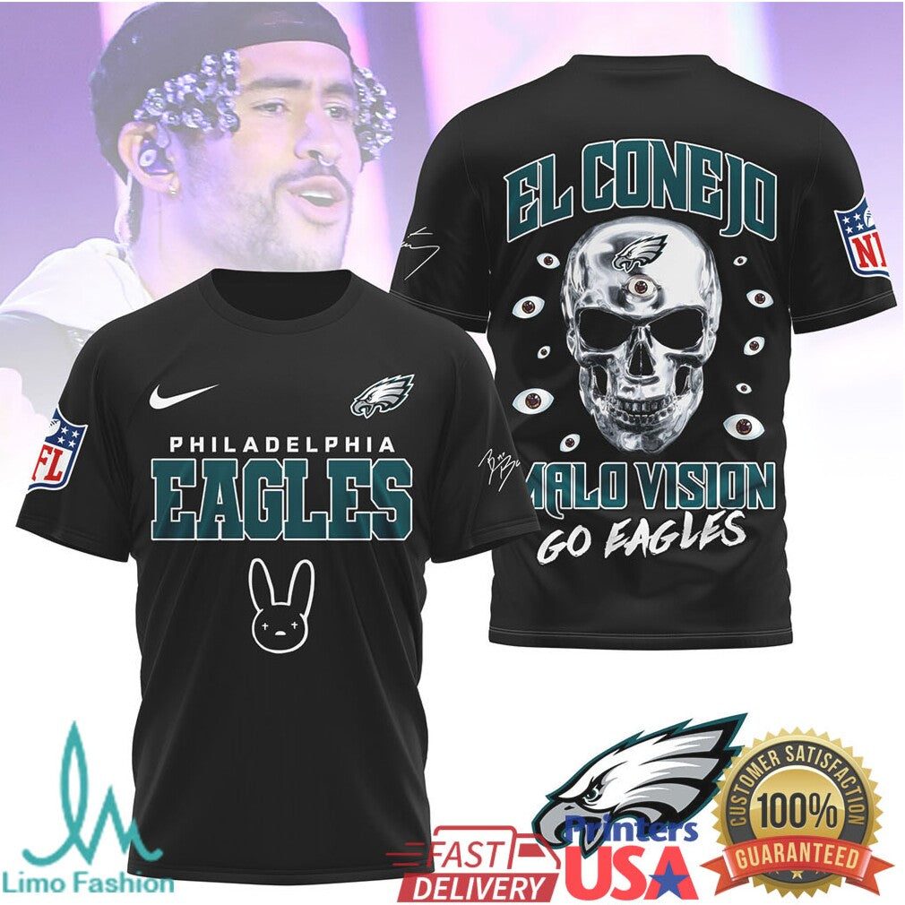 Bad Bunny x Philadelphia Eagles El Conejo Malo Vision T Shirt - Limotees LLC