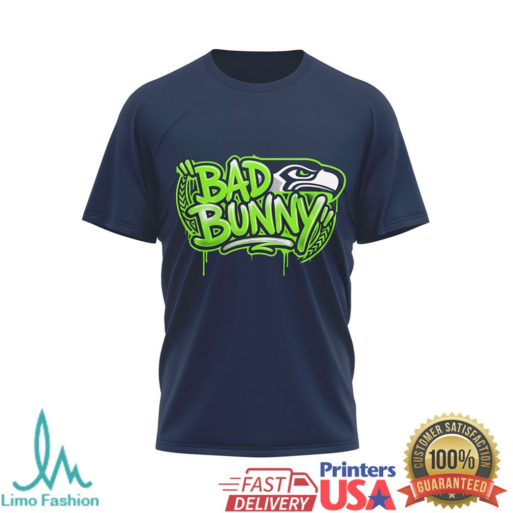 Bad Bunny x Seattle Seahawks “The Rabbit's Reign” Mashup T Shirt - Limotees LLC