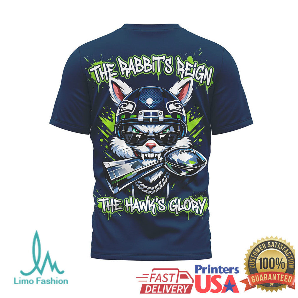 Bad Bunny x Seattle Seahawks “The Rabbit's Reign” Mashup T Shirt - Limotees LLC