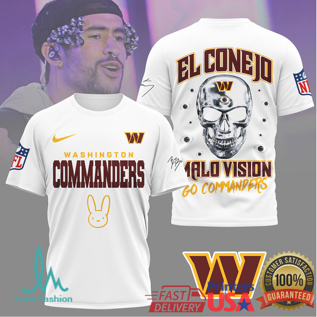 Bad Bunny x Washington Commanders El Conejo Malo Vision T Shirt - Limotees LLC