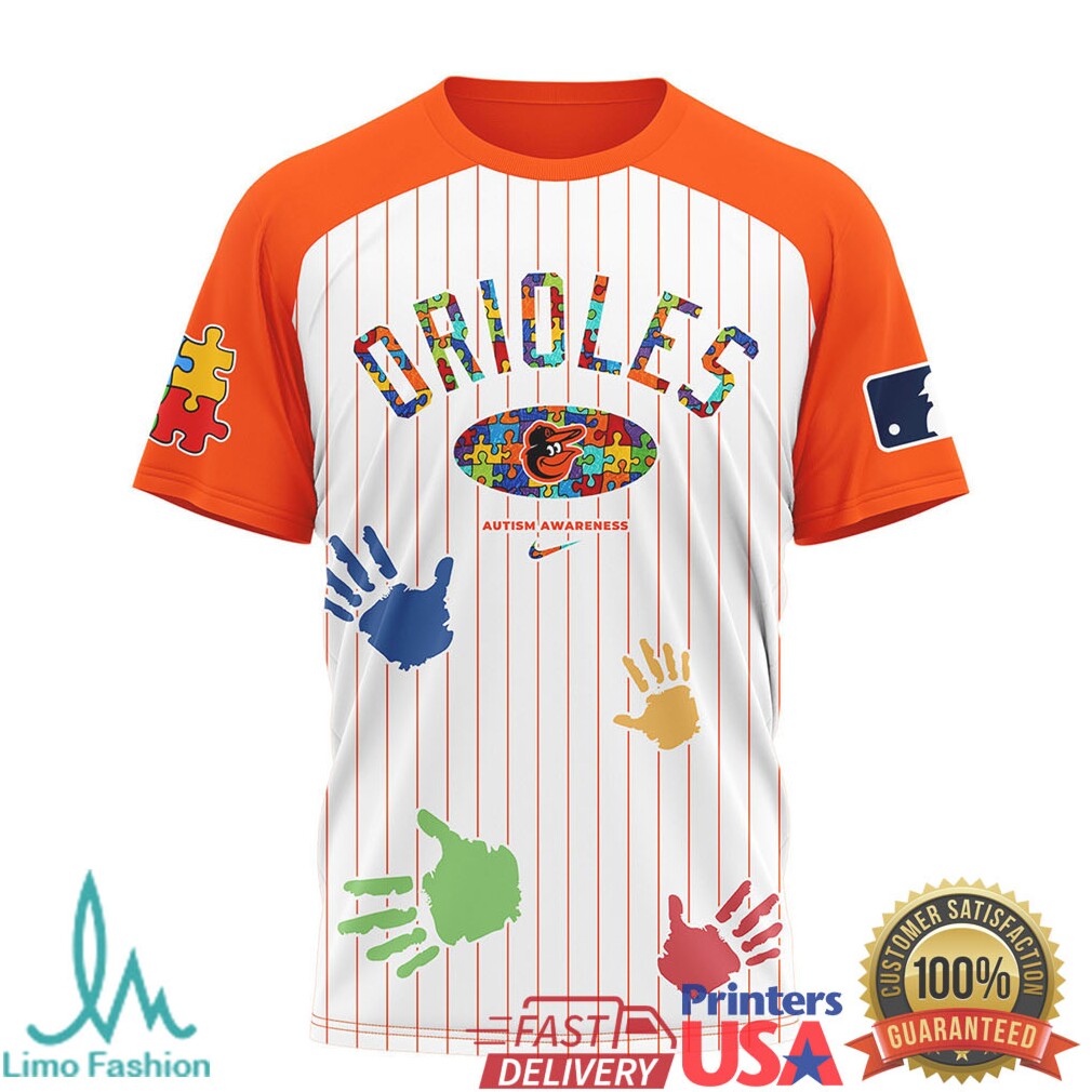 Baltimore Orioles Autism Awareness Pinstripe Baseball T Shirt - Limotees LLC