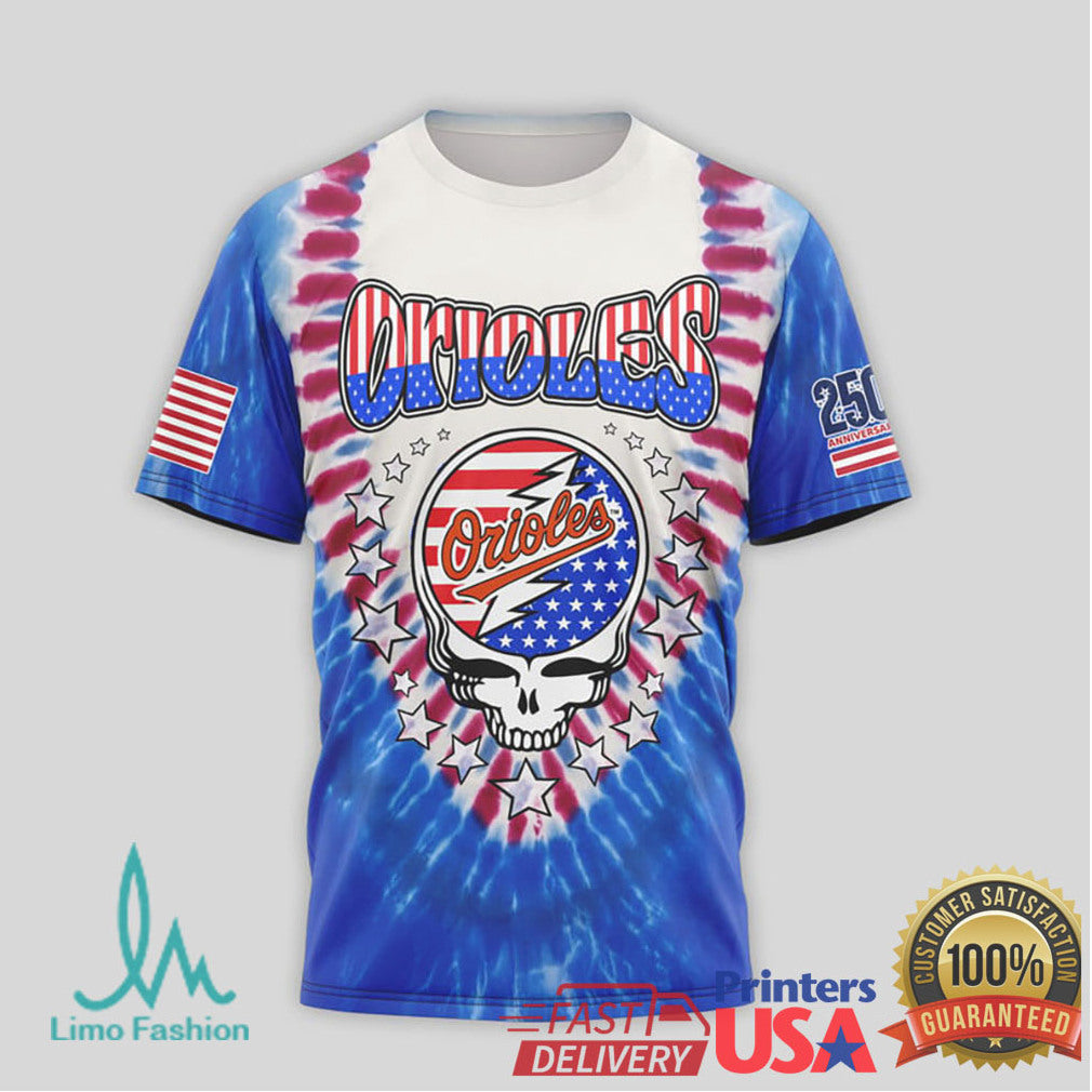Baltimore Orioles Steal Your Base Grateful Dead Patriotic Tie Dye T Shirt - Limotees LLC