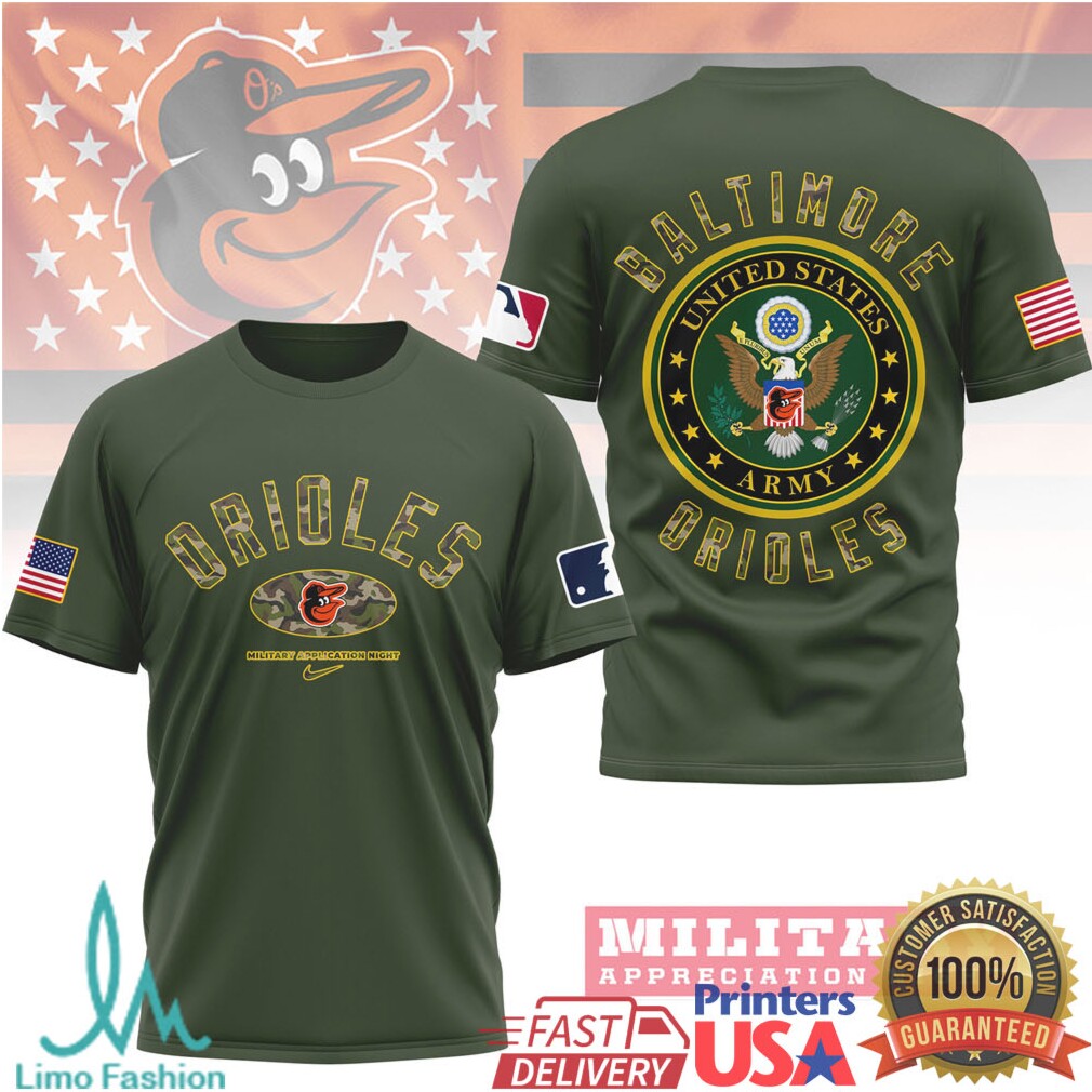 Baltimore Orioles US Army Military Appreciation Night Olive T Shirt - Limotees LLC