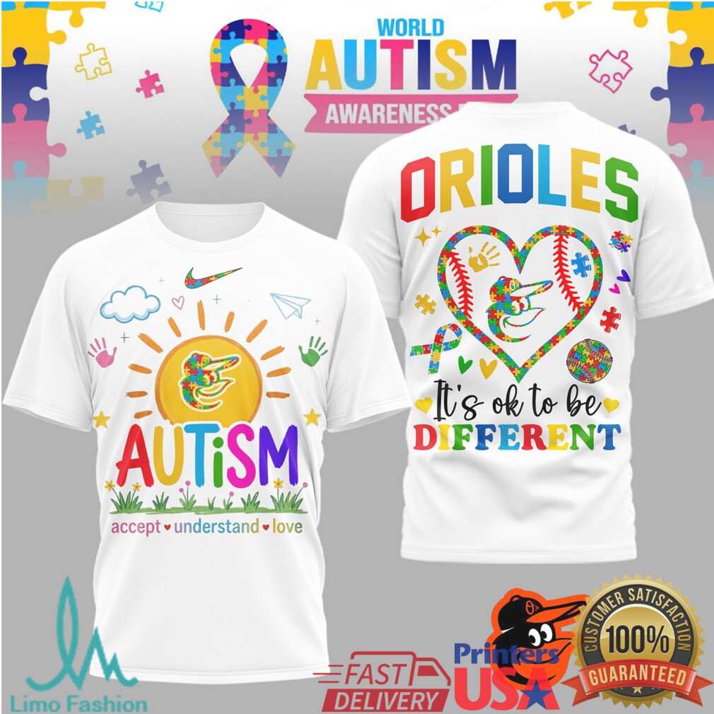 Baltimore Orioles World Autism Awareness Day “It's OK To Be Different” T Shirt - Limotees LLC