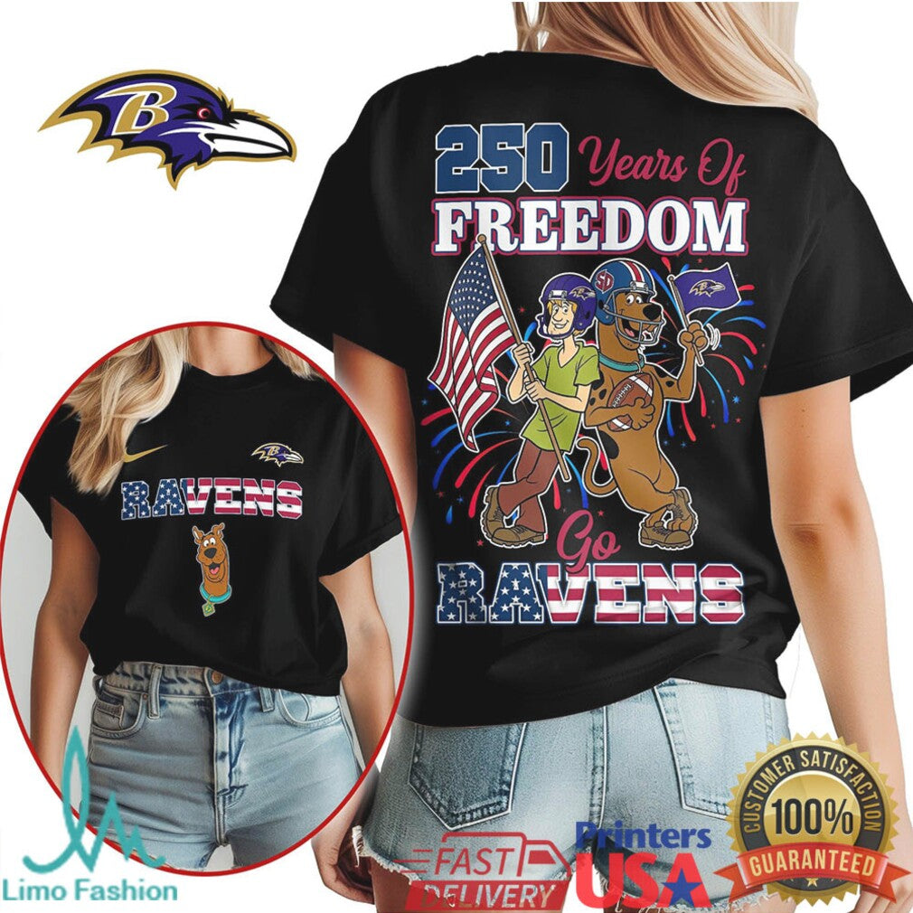 Baltimore Ravens 250 Years of Freedom T Shirt Patriotic Character Style Football Fan Apparel