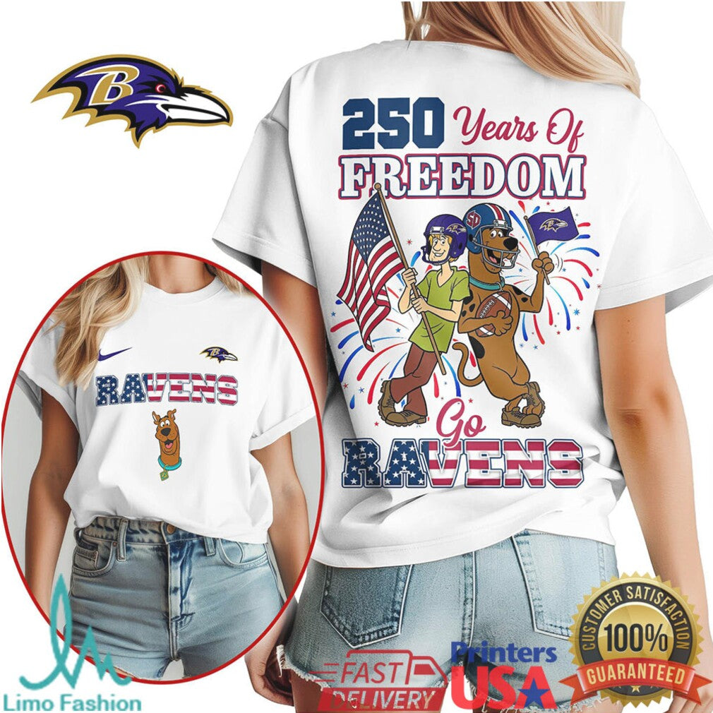 Baltimore Ravens 250 Years of Freedom T Shirt Patriotic Character Style Football Fan Apparel