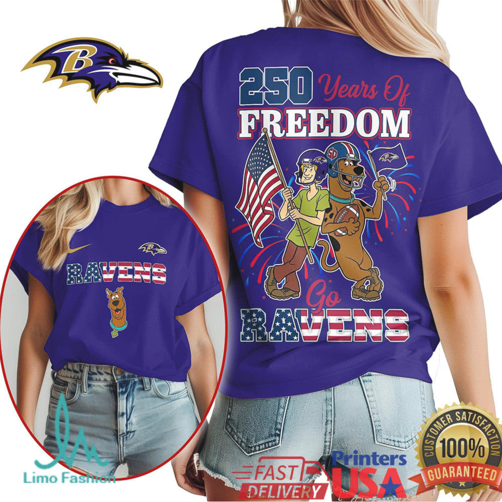 Baltimore Ravens 250 Years of Freedom T Shirt Patriotic Character Style Football Fan Apparel