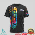 Baltimore Ravens Autism Awareness Ribbon & Stars NFL Fan T Shirt - Limotees LLC
