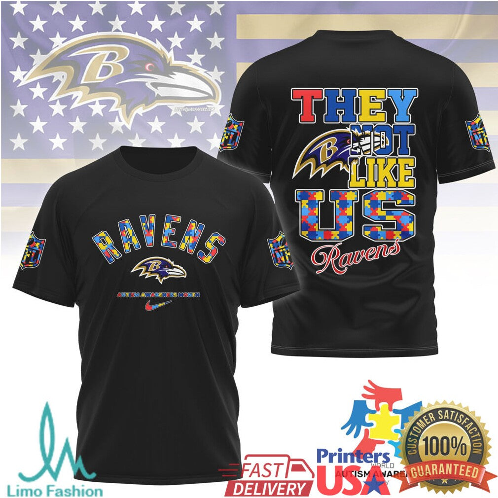 Baltimore Ravens Autism Awareness They Not Like Us T Shirt