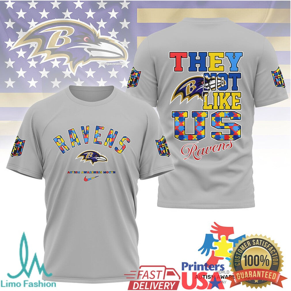 Baltimore Ravens Autism Awareness They Not Like Us T Shirt