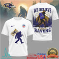 Baltimore Ravens Bigfoot We Believe NFL Graphic T Shirt - Limotees LLC