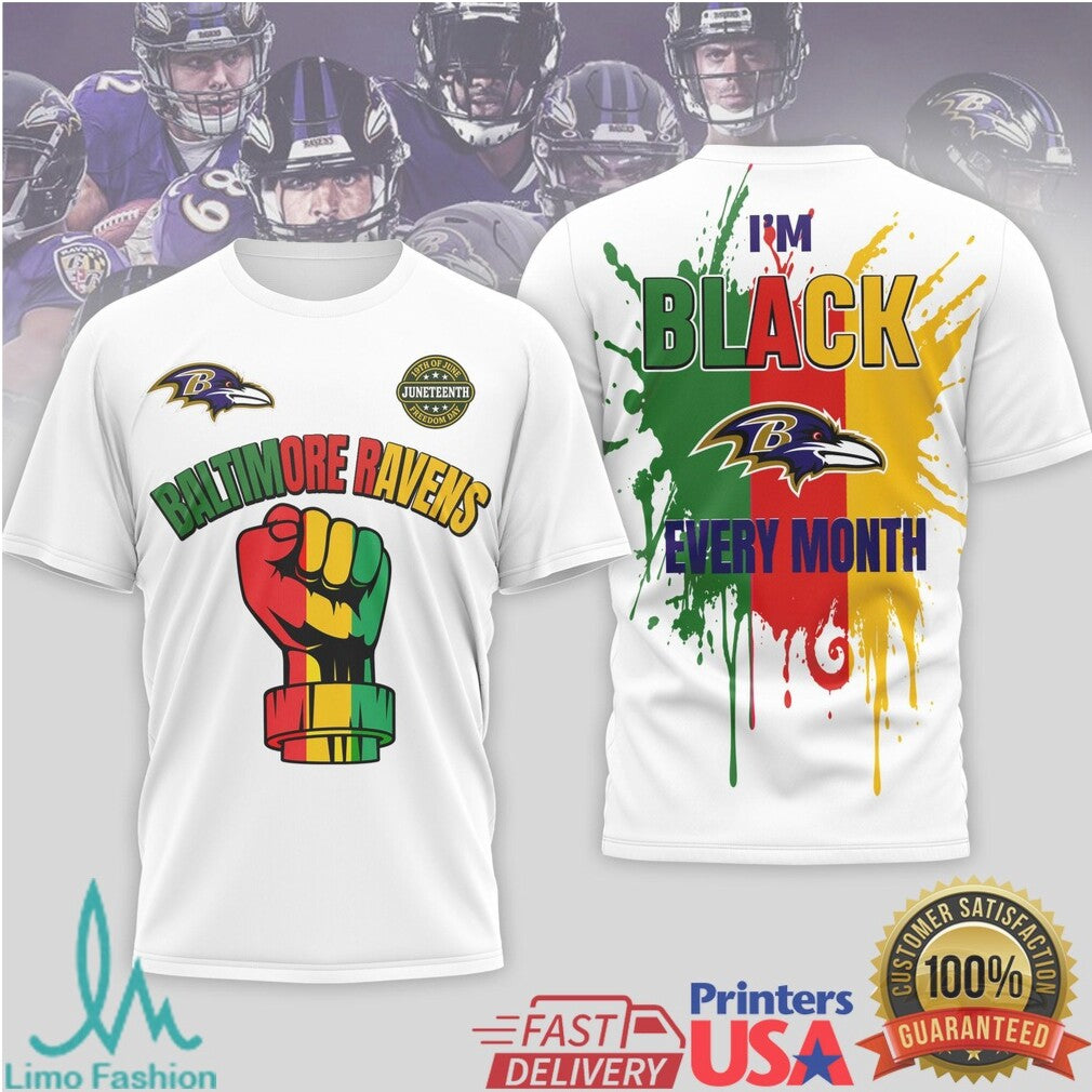 Baltimore Ravens Black History Month Juneteenth Fist T Shirt - Limotees LLC